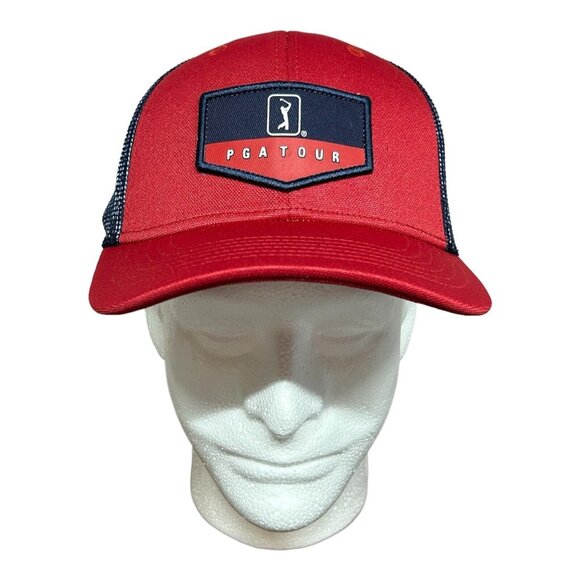 PGA Tour Other - PGA Tour Pro Series Golf Hat Americana Red Blue Logo Patch Trucker Snapback New